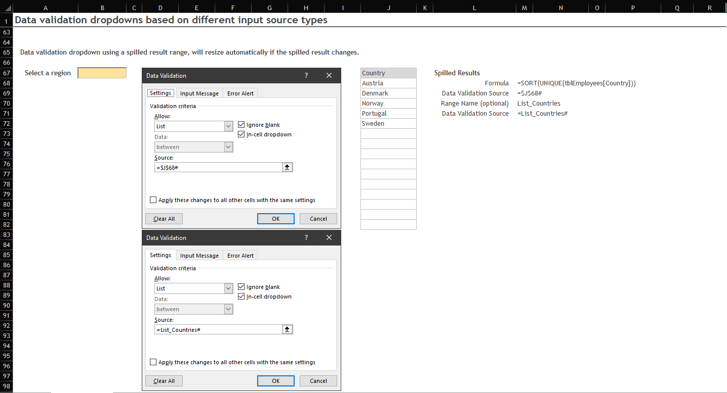 Data validation dropdown example 4